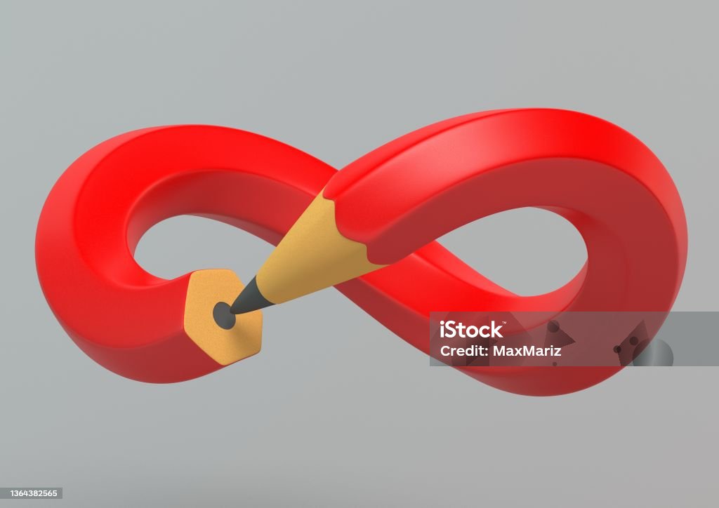 Infinity Loop Red Red Pencil Infinity Loop 3d Illustration Rendering Stock Photo ...