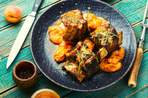 istock Stewed meat ribs in fruit marinade. 1364384628