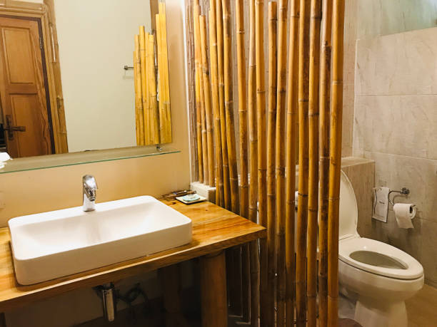 istock Use bamboo to separate the usage area in the toilet. 1364386532