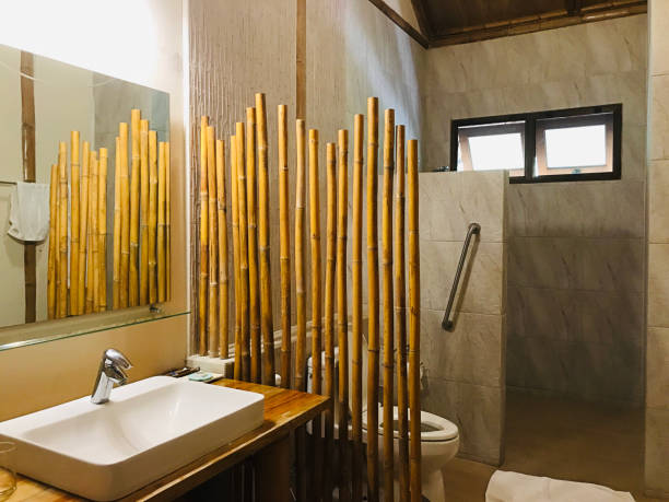 istock Use bamboo to separate the usage area in the toilet. 1364386654