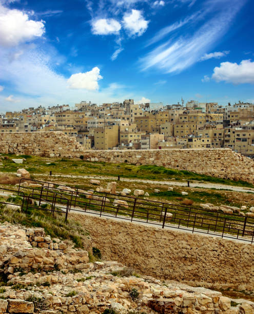 Aerial view of Amman Aerial view of Amman, the capital of jordan on a cloudy day amman city stock pictures, royalty-free photos & images