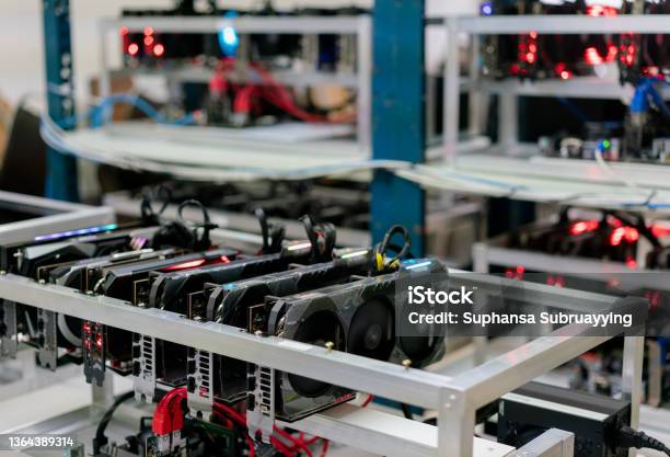 Bitcoin Mining Farm Rig For Cryptocurrency Miner Stock Photo - Download Image Now - Cryptocurrency Mining, Bitcoin, Farm