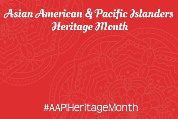 Asian American, Pacific Islanders Heritage month - celebration in USA. Vector banner with abstract oriental mandala symbol ornament on red background. Greeting card, banner AAPI, copy space Asian American, Pacific Islanders Heritage month - celebration in USA. Vector banner with abstract oriental mandala symbol ornament on red background. Greeting card, banner AAPI, copy space. social history stock illustrations