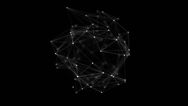 Futuristic black sphere of particles and lines. Network connection big data. Abstract technology background. 3d rendering.