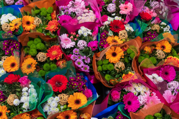istock Ready bouquets at a flower shop 1364390009