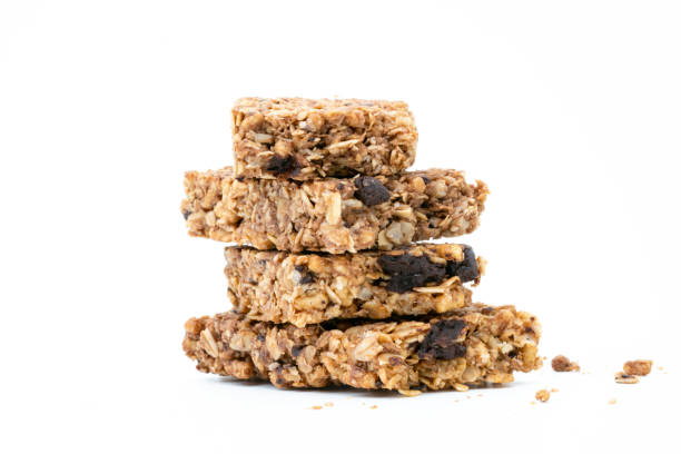 istock Dark chocolate almond granola bar. Energy bar. 1364391133