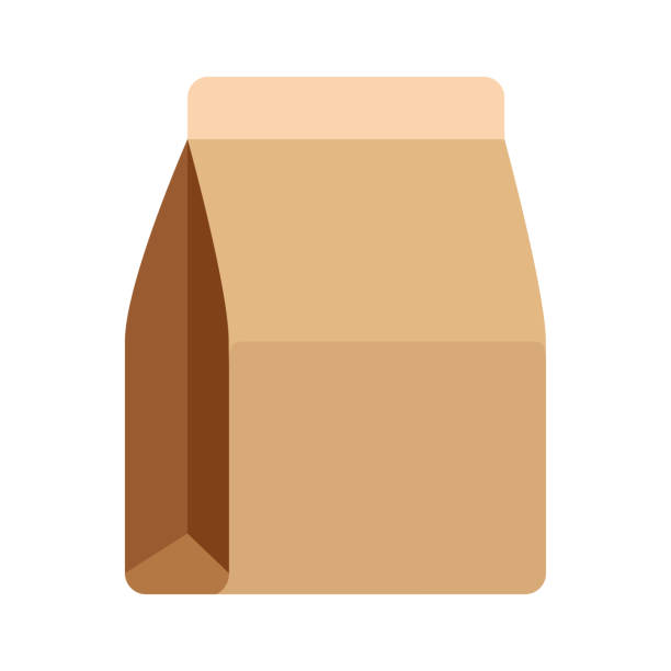 craft-paket. braun-beige papierverpackung. bio-verpackung. ein kraftbeutel ist ein produkt aus papier. vektorillustration isoliert auf weißem hintergrund für design und webdesign - paper bag brown paper recycled paper vector stock-grafiken, -clipart, -cartoons und -symbole