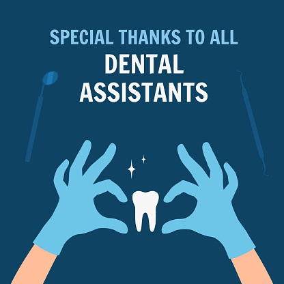 Thanks to Dental assistants. Greeting card for Dental assistants. Vector illustration