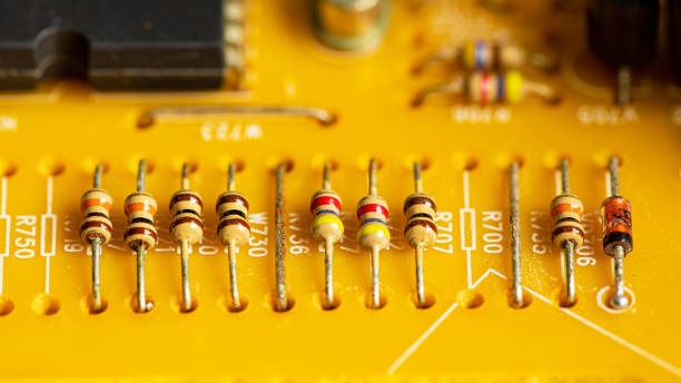 istock Close up of components and microchips on old PC circuit board. 1364394869