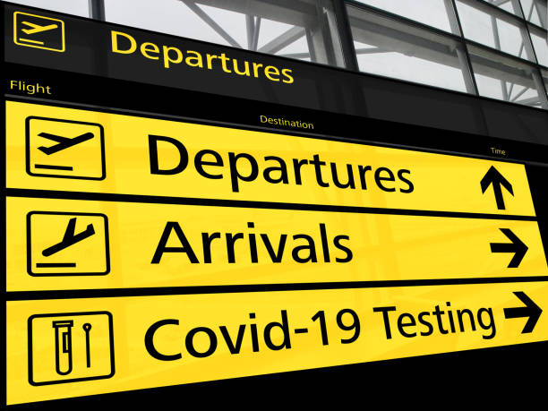 istock Airport terminal sign Covid-19 testing travel 1364396838