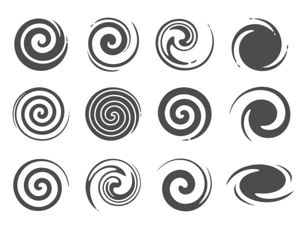 designelement swirl icons - spiralmuster stock-grafiken, -clipart, -cartoons und -symbole