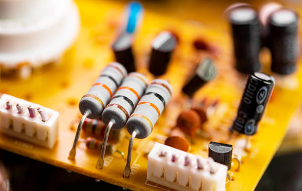 istock Close up of components and microchips on old PC circuit board 1364397065