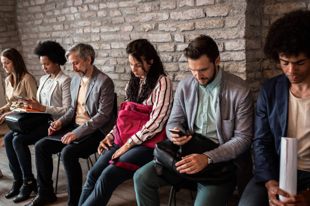 istock Business people waiting for job interview. 1364400879