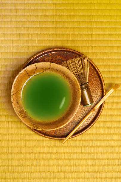 Green Tea Set on the Tatami Mat