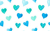 istock Watercolor various heart shape as seamless pattern. 1364403473