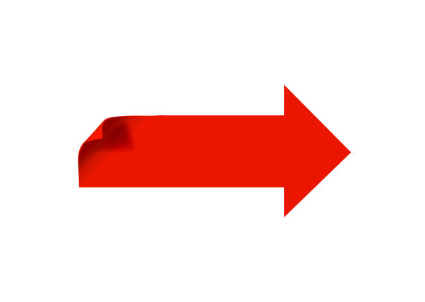 ベクトル3d紙の矢印、赤い矢印は白い背景に隔離され、カラフルなイラスト、方向記号。 - directional sign road sign blank arrow sign点のイラスト素材／クリップアート素材／マンガ素材／アイコン素材