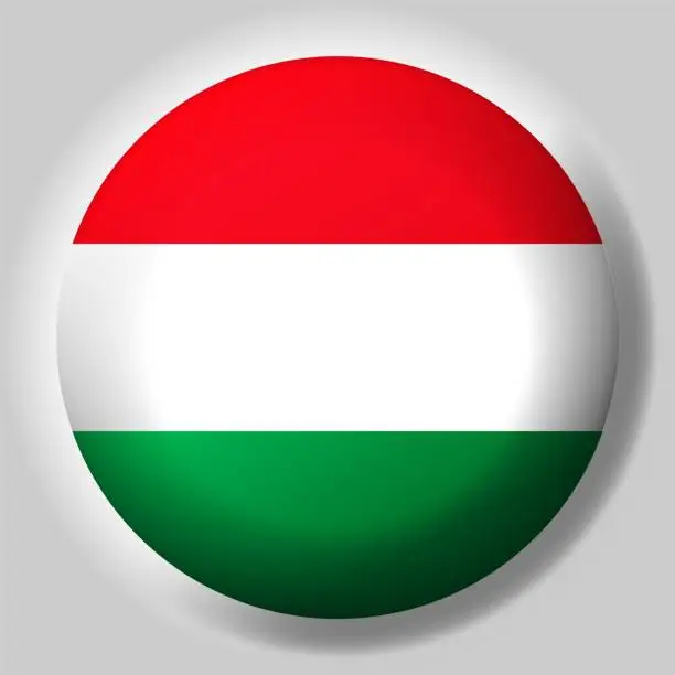 Vector illustration of Flag of Hungary button