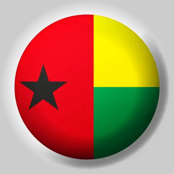 Vector illustration of Flag of Guinea-Bissau button