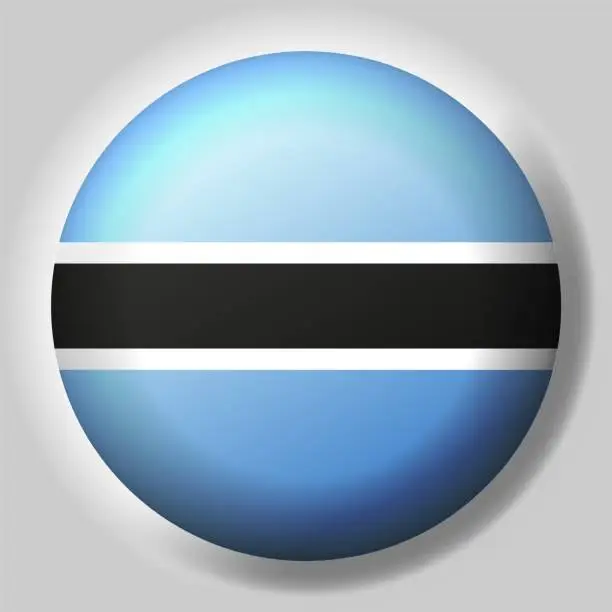 Vector illustration of Flag of Botswana button