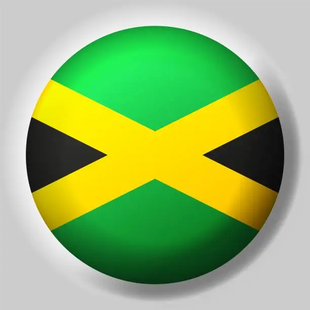 Vector illustration of Flag of Jamaica button