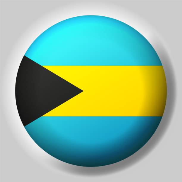 illustrations, cliparts, dessins animés et icônes de bouton drapeau des bahamas - bahamian flag