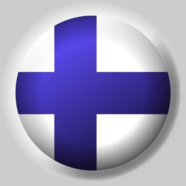 Vector illustration of Flag of Finland button