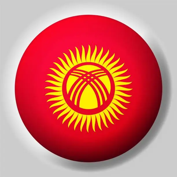 Vector illustration of Flag of Kyrgyzstan button