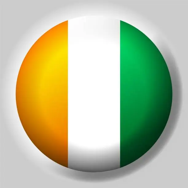 Vector illustration of Flag of Ivory Coast button