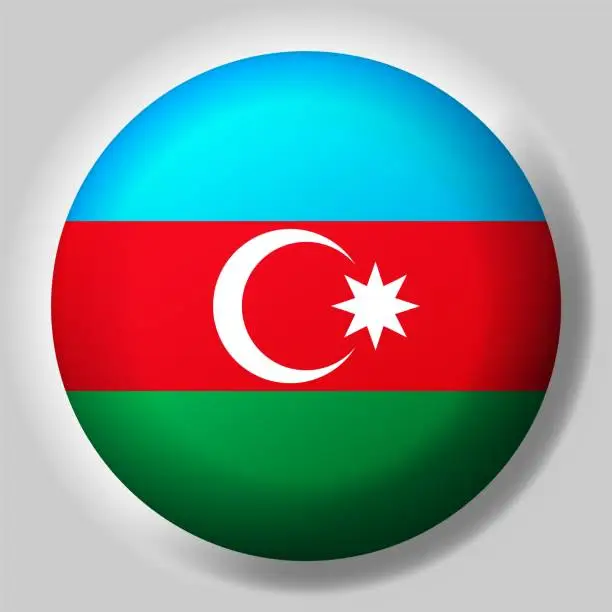 Vector illustration of Flag of Azerbaijan button