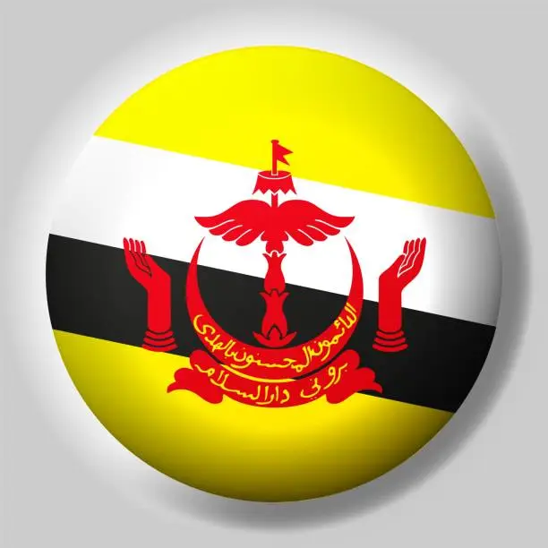 Vector illustration of Flag of Brunei button
