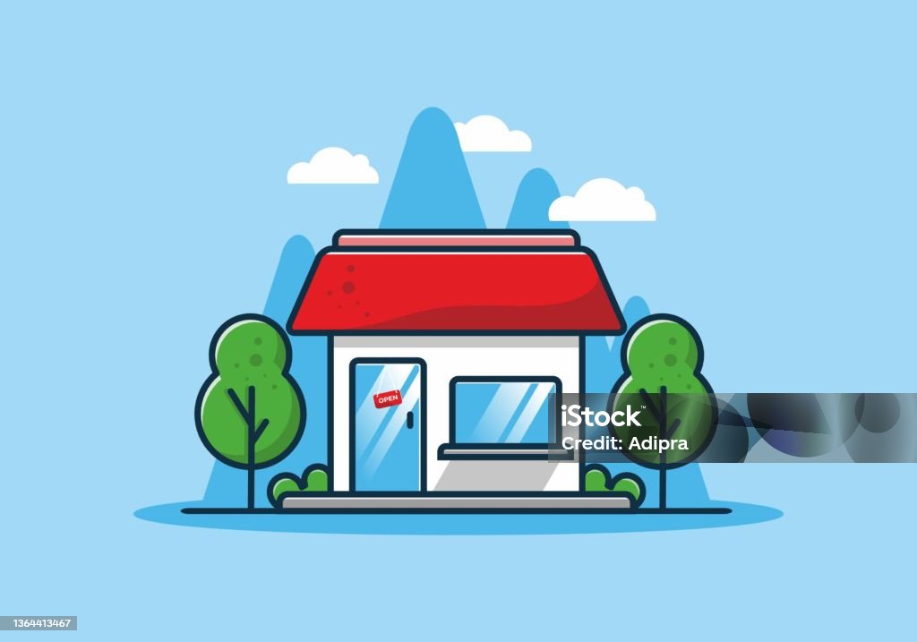 Mini. Shop Background Mini Shop Building Flat Illustration Stock Illustration - Download ...