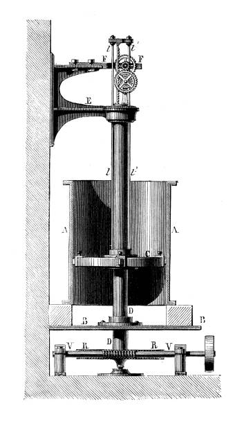 ilustrações, clipart, desenhos animados e ícones de ilustração antiga da indústria do século xix, tecnologia e artesanato: máquina chata - 19th hole