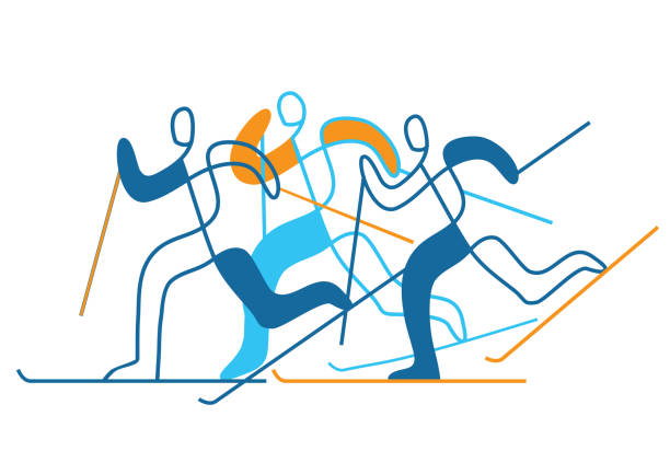 biegi narciarskie, zawody. - nordic event stock illustrations
