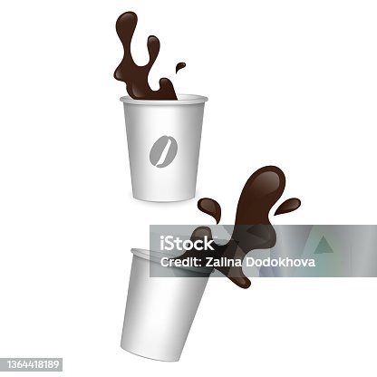 istock Coffee Cups set, Paper White Empty Fast Food Take Out Coffee Menu Mugs, Paper Cups. Breakfast Beverage 1364418189