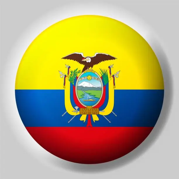 Vector illustration of Flag of Ecuador button