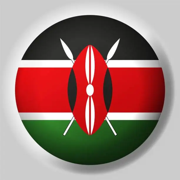 Vector illustration of Flag of Kenya button