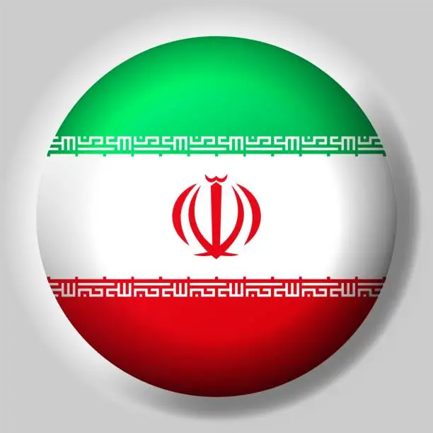 Vector illustration of Flag of Iran button