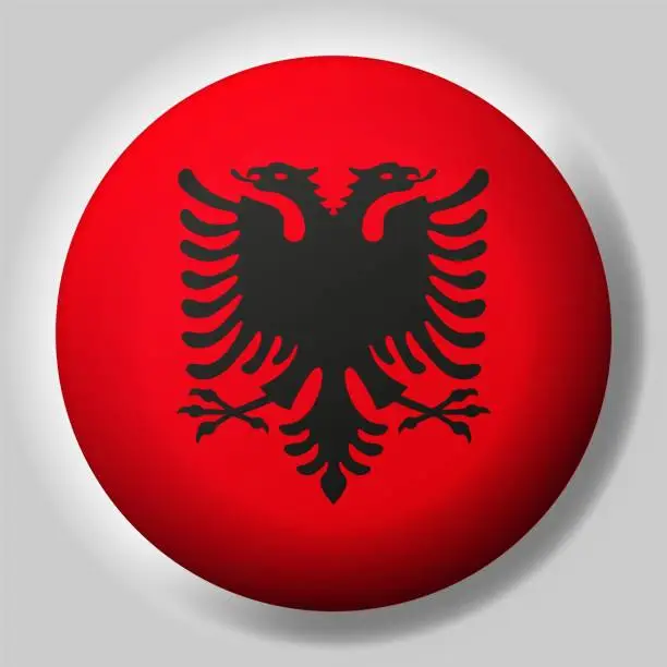 Vector illustration of Flag of Albania button