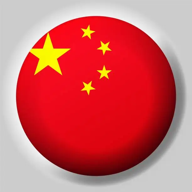 Vector illustration of Flag of China button