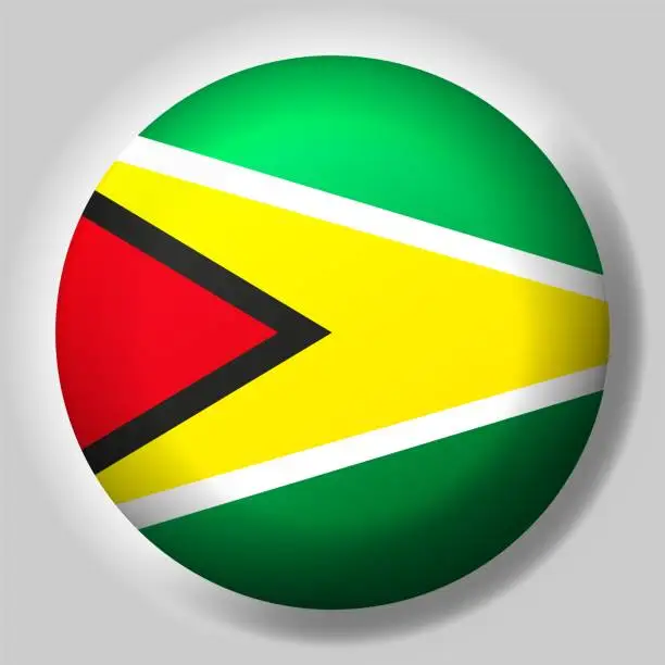 Vector illustration of Flag of Guyana button