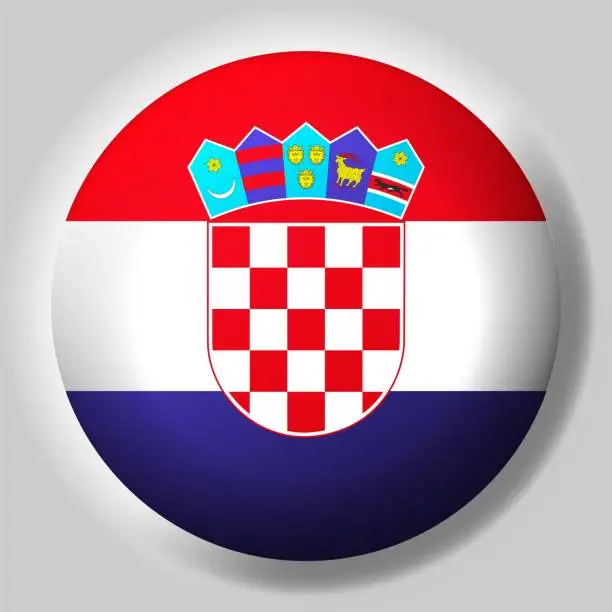 Vector illustration of Flag of Croatia button