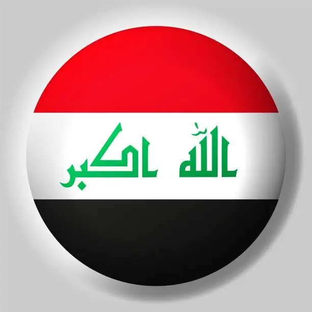 Vector illustration of Flag of Iraq button