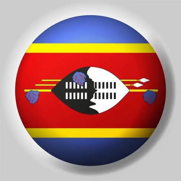 Vector illustration of Flag of Eswatini button