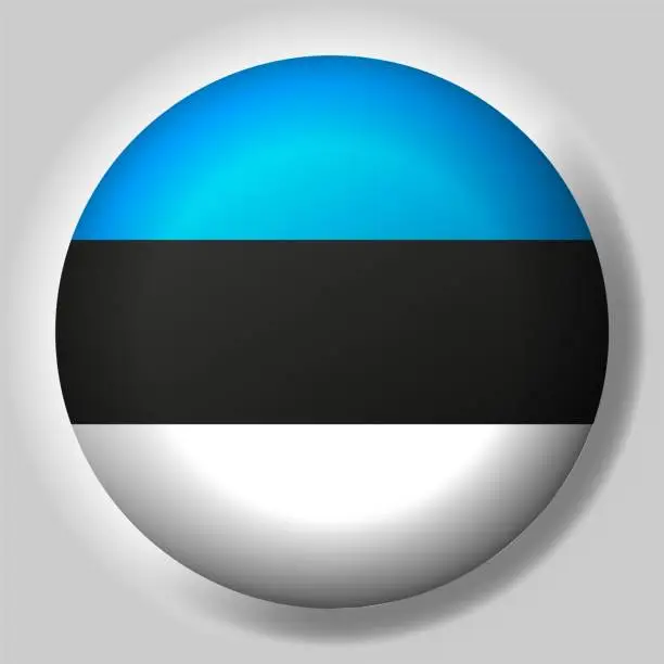Vector illustration of Flag of Estonia button