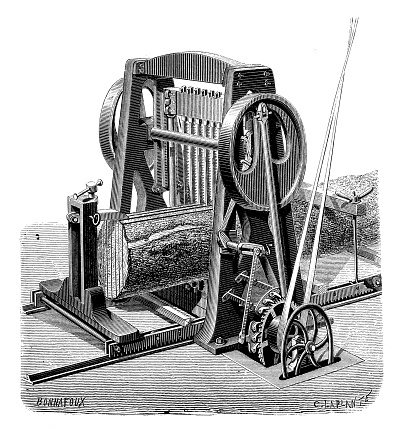 Antique illustration of 19th century industry, technology and craftsmanship: Saw