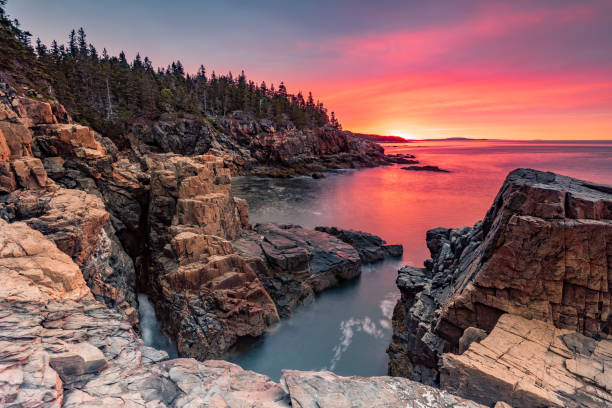 Acadia National Park A landscape scene in Acadia National Park in Maine maine stock pictures, royalty-free photos & images