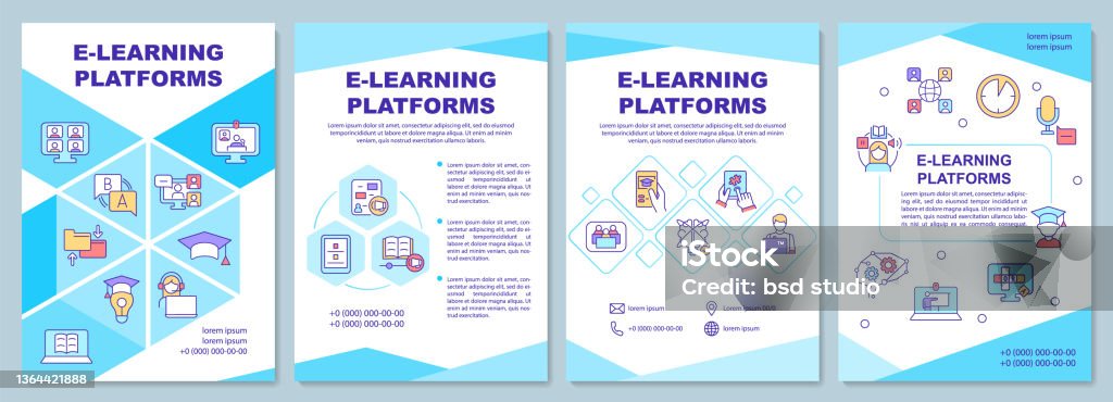 Flyers Elearning Examples Elearning Platforms Brochure Template Stock Illustration - Download ...
