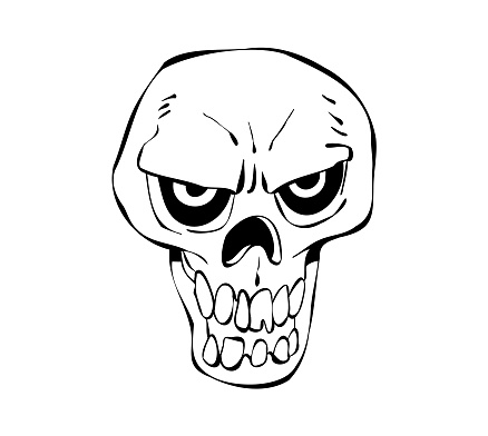 Vector illustration of a human head skull. Cut out design element.