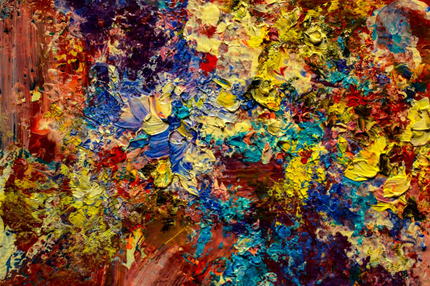 istock Abstract multicolored background made with acrylic paints. Colored volumetric strokes in a chaotic manner. Blurred image. 1364427442