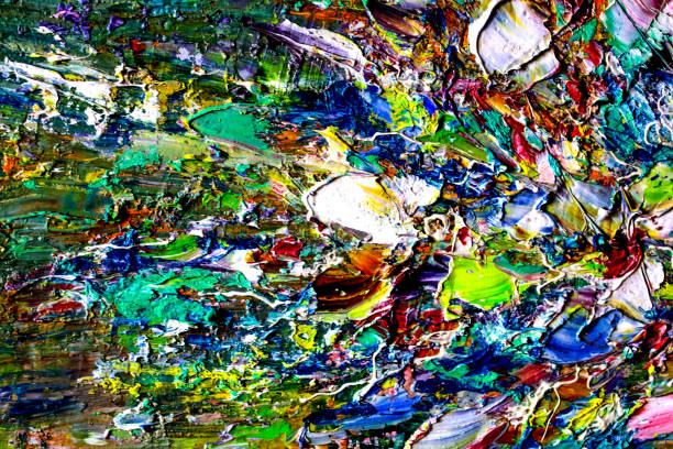 istock Abstract multicolored background made with acrylic paints. Colored volumetric strokes in a chaotic manner. Blurred image. 1364427503